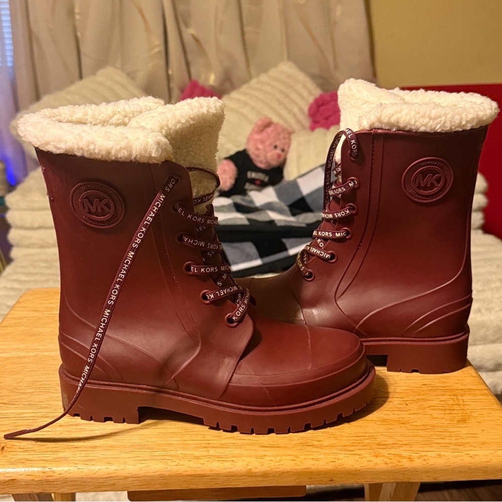 Michael Kors Burgundy Montaigne Rain Boots